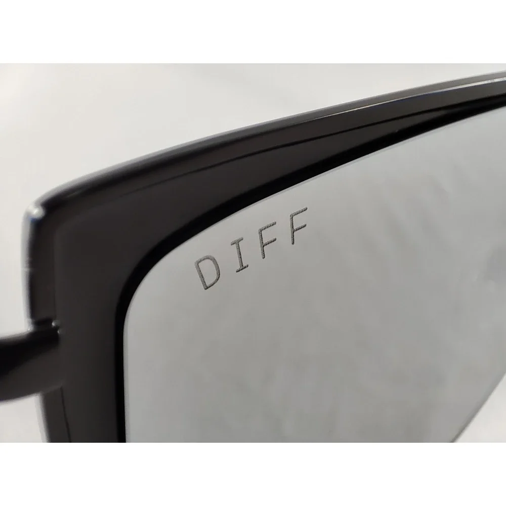 DIFF Eyewear Grace Matte Black Silver Mirror Oversized Sunglasses 58-15-142‎ NEW